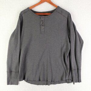 Wings Horns Shirt Mens Extra Large Gray Henley Long Sleeve Heavyweight Knit